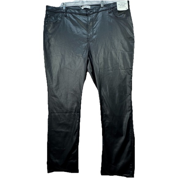 NEW Abercrombie & Fitch The 90s Slim Straight High Rise Pleather Pants Size 24 - Picture 1 of 12